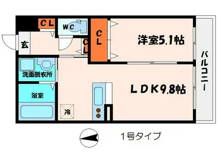 大日レジデンスエルサス(1LDK/3階)の間取り写真