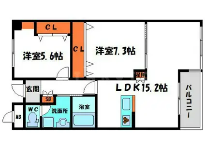 ウエストヴィル八雲(2LDK/3階)の間取り写真