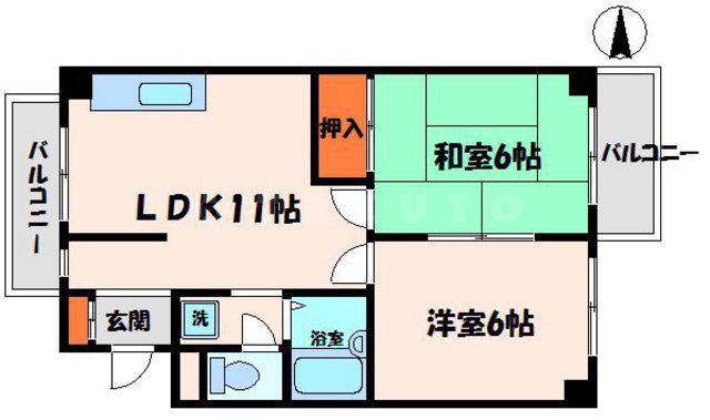 守口ASK八島マンション(2LDK/2階)の間取り写真