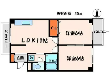 守口ASK八島マンション(2LDK/6階)の間取り写真