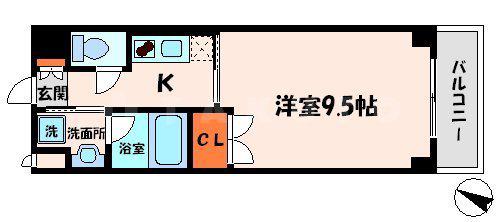 リバティ西三荘(1K/5階)の間取り写真