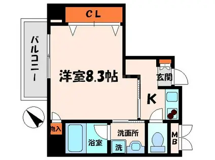 リバティ西三荘(1K/3階)の間取り写真