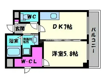 パインヴィレッジ(1DK/4階)の間取り写真