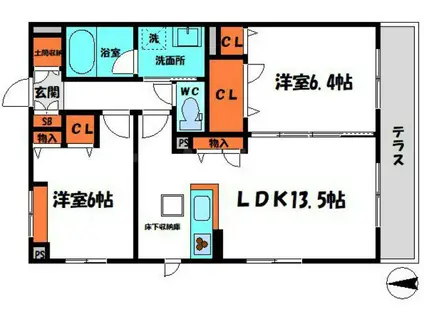 シャーメゾングレイス(2LDK/1階)の間取り写真