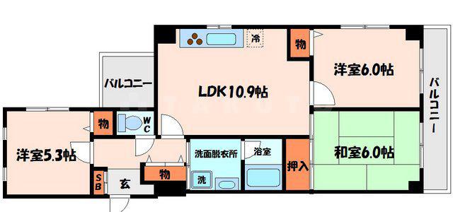コスモガーデン(3LDK/3階)の間取り写真