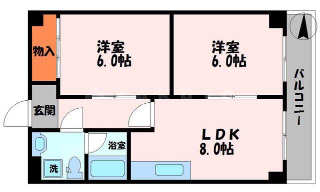メリッサ・錦(2LDK/4階)の間取り写真
