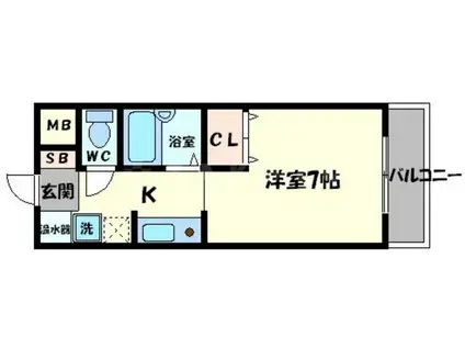 CASA ROSE HILL(1K/3階)の間取り写真