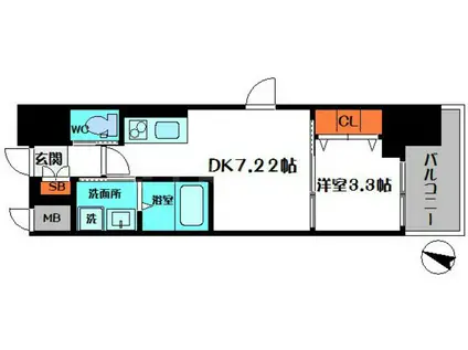 守口プライマリーワン(1DK/4階)の間取り写真