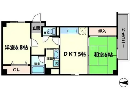 プロスペリテ(2DK/6階)の間取り写真