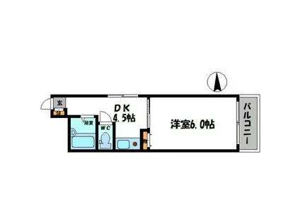 Kマンション(1DK/3階)の間取り写真