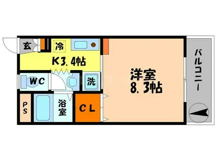 ロイヤルコンフォート(1K/2階)の間取り写真