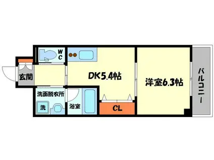 サンフレンドソラーナ(1DK/9階)の間取り写真