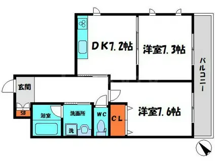 幸暮庵 弐(2DK/2階)の間取り写真