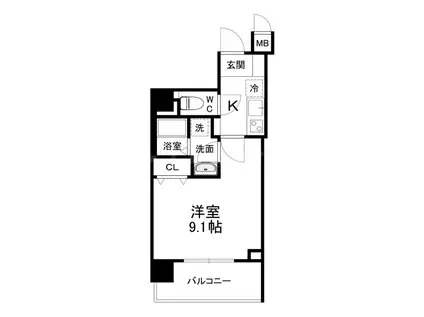 LAFORTⅡ城北公園通(1K/6階)の間取り写真