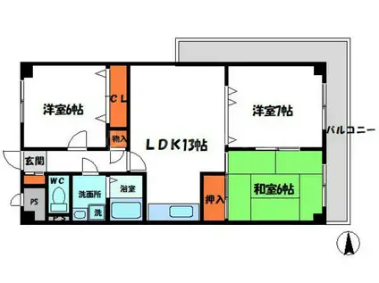 サウス0511(3LDK/2階)の間取り写真