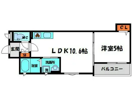 ラモーナ上野口(1LDK/2階)の間取り写真
