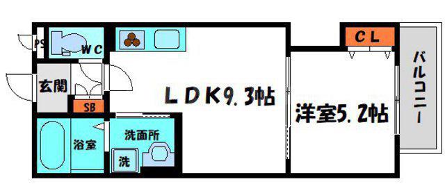 ラモーナ上野口(1LDK/1階)の間取り写真