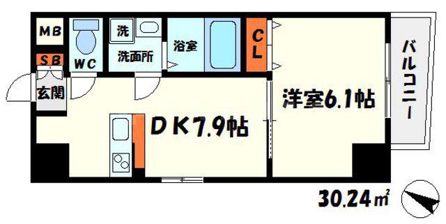 Mプラザ守口(1DK/3階)の間取り写真
