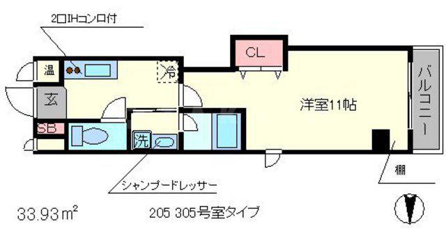 エベンエゼル三条(1K/2階)の間取り写真