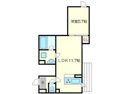 シャーメゾン大宮五条(1LDK/1階)の間取り写真