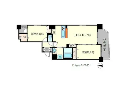 サンクチュアリ二条城Ⅱ(2LDK/4階)の間取り写真