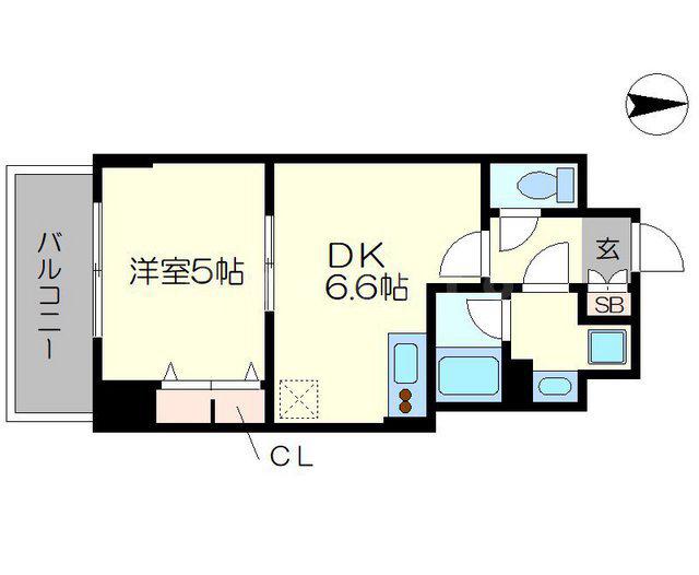 ベラジオ京都西院ウエストシティⅢ(1DK/2階)の間取り写真
