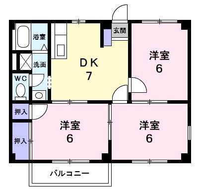 シティハイツSUZUKIⅡ(3DK/1階)の間取り写真
