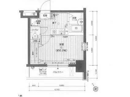 メインステージ門前仲町(1K/6階)の間取り写真
