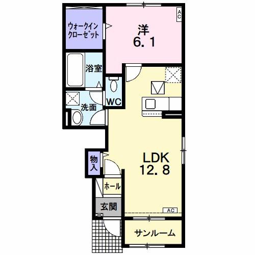 ラ・カーサ ドルチェ Ⅰ(1LDK/1階)の間取り写真