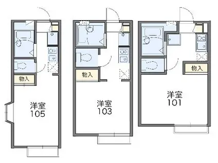 レオパレス横浜とつか(1K/1階)の間取り写真