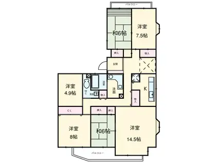 シティーアーク表山(5LDK/1階)の間取り写真