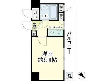 プラザ川崎NO.2(1K/8階)の間取り写真