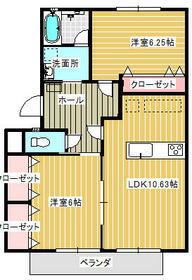 ベルメナージュAKBⅡ(2LDK/2階)の間取り写真