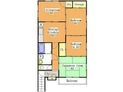 コーポ八島(4DK/2階)の間取り写真