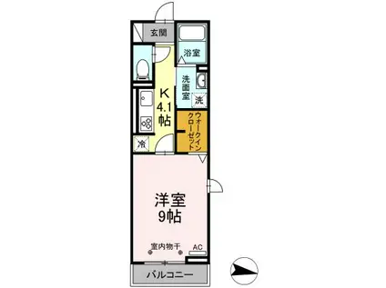 ラニアケア(1K/2階)の間取り写真