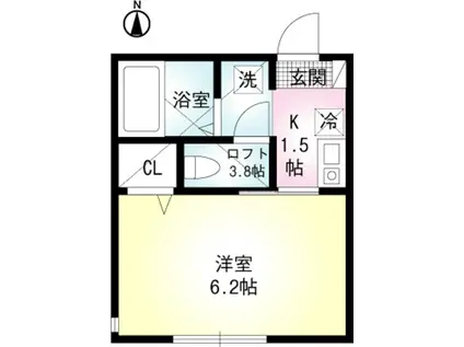 セレーノ田浦Ⅱ(1K/2階)の間取り写真