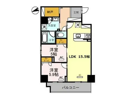 PADMA 烏丸御池(2LDK/7階)の間取り写真