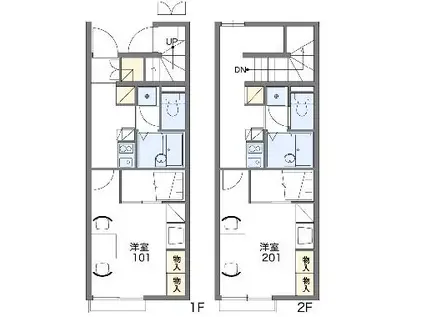 レオパレス日野Ⅱ(1K/2階)の間取り写真