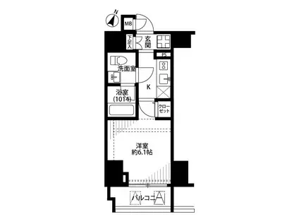プレール・ドゥーク笹塚Ⅱ(1K/12階)の間取り写真