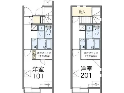 レオネクスト壽アモーレ(1K/2階)の間取り写真