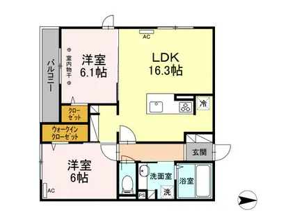 メゾンフルール(2LDK/2階)の間取り写真