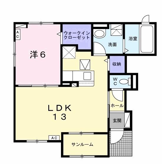 サン・ローリエⅡ(1LDK/1階)の間取り写真