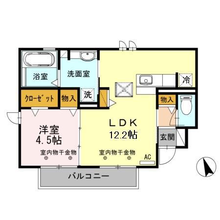 ダバンティ(1LDK/1階)の間取り写真