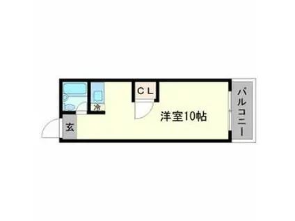 グリーン蛍(ワンルーム/2階)の間取り写真
