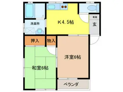 若林コーポ(2K/2階)の間取り写真