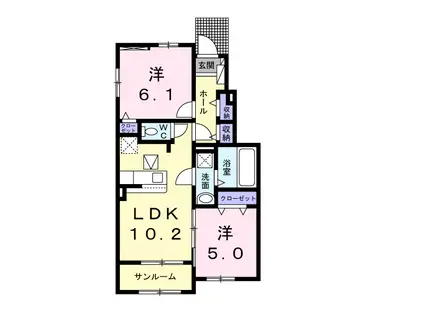 スペラーレ ヒルズA(2LDK/1階)の間取り写真