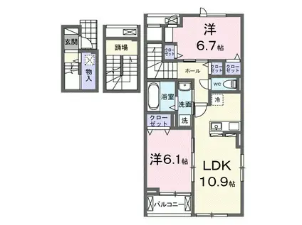 プラシードヒルズ Ⅱ(2LDK/3階)の間取り写真