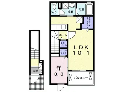 ハピネスⅢ A(1LDK/2階)の間取り写真