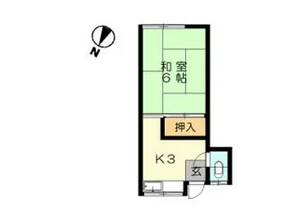 渡辺壮B号棟(1K/2階)の間取り写真