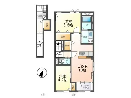 LACAROTA(2LDK/2階)の間取り写真